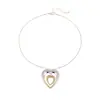 Collar con Colgante de Cadena Hueso de Serpiente de Dos Tonos y Corazón Hueco Transfronterizo, Cadena para Cuello de Moda para Mujer, Cara Sensible de Alta Calidad, Forma de Corazón