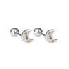 Pendientes de Tornillo Retorcido Redondos de Diamante de Color Clavos para Hélice de Oreja Cuadrados de Circonita Hermosos Europeos y Americanos Pendientes de Cruz Pendientes de Luna
