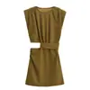 AliExpress atacado outono novo feminino cor sólida pulôver gola semi alta cintura slim fit com ombreira vestido curto