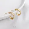 Soportes para Aretes de Perlas Incrustadas de Medio Agujero Forma de C Moda Aretes Chapados en Oro de 14K Lujo Ligero Hecho a Mano DIY Accesorios para Aretes Materiales