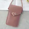 Nova bolsa transversal transparente com tela sensível ao toque para celular, carteira com fivela de cor sólida, porta-cartões, celular, estilo retrô para estudantes