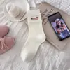 Calcetines Lindos de Cachorro para Mujer, Calcetines Holgados Rosas Sin Costuras Estilo Universitario, Calcetines de Algodón con Encaje de Lunares Estilo Coreano para Primavera y Otoño
