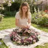 Nueva Corona de Primavera Corona de Flores Silvestres de Texas Primavera y Verano Puerta Principal Vegetación Artificial Decoración de Jardín Transfronterizo Amazon