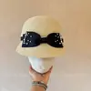 Sombrero de Sol de Ala Ancha Estilo Hepburn de Moda de Alta Gama * Brillante Sombrero Tejido de Paja Fino Elegante con Lazo Francés