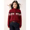 Suéter de Punto de Lana Jacquard Fair Isle de Cuello Medio para Mujer, Nuevo Estilo Primavera Temprana 2026, Corte Holgado, Adelgazante, Top del Año Zodiacal
