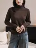 Ropa interior retro para el trabajo, tejido de cuello alto para mujer, otoño invierno, versátil, temperamento, capa base, suéter suave y cálido