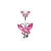 Anillo de ombligo con diseño de mariposa, corazón, diamante y circonita, con forma de conejo Shambhala y doble cabeza, para punción de uñas.