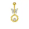 Clavo de Piercing para Ombligo Transfronterizo Europeo y Americano Anillo para Ombligo de Zirconia Microincrustada Anillo para Ombligo de Mariposa de Zirconia a la Moda Joyería para Piercings Corporales