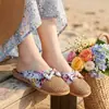 Pantuflas tejidas de paja de verano para mujer, pantuflas de lino para el hogar, pantuflas de ratán antideslizantes para interior con suela gruesa para hombre