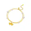 Pulseira Laço 999 Ouro Puro Fosco para Mulheres Versátil Ouro Duro 3D Pulseira de Contas de Transferência DIY Presente de Dia das Mães