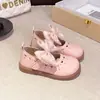 Zapatos de Cuero con Lazo Dulce para Niñas Primavera y Otoño 2025 Zapatos Individuales Huecos de Suela Suave Zapatos Elegantes de Princesa