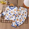 Conjunto de Roupa de Casa Infantil de Algodão Puro Novo 2025 Verão Pijama de Manga Comprida Roupa Fina para Ar Condicionado para Meninos e Meninas Atacado