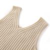 Camisola de Cachemira 100% Pura con Cuello en V Delantero y Cuello en U Trasero para Mujer, Tejido de Punto Básico sin Mangas de Cachemira
