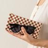 Bolsa automática de cuero a cuadros para gafas, funda de almacenamiento para gafas de sol de PU, bolsa de almacenamiento para gafas