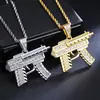 2026 Nuevo Collar Colgante de Subfusil Incrustado de Diamantes Estilo Europeo y Americano Elegante Cadena Retorcida de Acero Inoxidable 3.0 Colgante de Cadena para Suéter