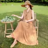 Novo Modelo 2026: Lindo Vestido de Praia da Ilha de Sanya, Vestido Regata sem Mangas, Vestido de Algodão e Seda Estilo Férias, Efeito Emagrecedor