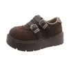 Zapatos Birkenstock versátiles con hebilla de gamuza para mujer 2026 Otoño/Invierno nueva llegada de algodón casual con suela gruesa cálida que aumenta la altura