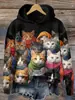 Sudadera con Capucha Estampado de Animales 3D Estilo Europeo y Americano 2026 para Mujer, Suelta de Manga Larga, Pulóver Casual de Marca de Moda Transfronteriza para Mujer