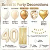 Arco de Globos Blanco Leche y Oro Transfronterizo para 16º Cumpleaños con Cortina de Lluvia Dorada y Globos de Papel en Forma de Corazón para Decoración de Ceremonia de Mayoría de Edad para Niña