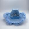Sombrero Vaquero Corona Pluma Sombrero Mao con Luz Papá Noel Negro Sombrero Elegante Moda Carnaval Amazon Vaquero Borde