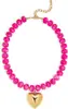 Collar Exagerado de Resina Acrílica Colorida Colgante de Corazón Hecho a Mano con Cuentas Cadena para Clavícula para Mujeres