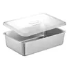 Cuenco Cuadrado de Fondo Plano de Acero Inoxidable 304 Engrosado Bandeja Profunda Rectangular de Fondo Plano con Tapa Cubeta para Lavar Verduras Caja Cuadrada Grande