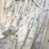 Pijama Feminino Estilo Coreano com Gola Redonda e Estampa de Estrela do Mar, Conjunto Cardigan de Manga Longa e Calça Longa para Primavera e Outono, Conjunto Cozy para Casa