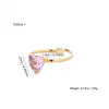Anillo Retro Geométrico Chapado en Oro de Moda Transfronteriza para Mujer, Simple Elegante, Anillo Creativo de Corazón con Piedras Preciosas Joyería