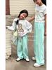 Pantalones Casuales Sueltos de Otoño para Niñas Estilosos Nuevos Pantalones Largos Deportivos de Color Sólido de Primavera y Otoño para Familia