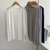 Blusa Top de Tencel Ligeramente Transparente con Cuello Redondo, Placa Ligera, Hombros Descubiertos, Manga Larga, Ropa de Protección Solar, Estilo Perezoso Ligero y de Alta Gama, Hombre de Papel