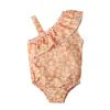 Traje de baño de una pieza sin mangas con estampado off-shoulder de verano europeo y americano para niñas ropa infantil ins