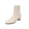 Botas de Neve femininas botas curtas salto grosso salto alto forradas de fleece quentes de inverno sapatos acolchoados de algodão botas finas