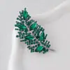Broche Folha de Luxo Retro de Alta Qualidade, Acessório Versátil para Terno, Casaco, Vestido, Broche Fashion Colorido de Cristal Imitação