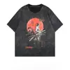 Estilo Lavable TransfronterizoCamiseta de Manga Corta Lavada y Vintage, un Artículo de Marca de Moda de Corte Holgado y Versátil