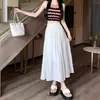 Falda tipo paraguas negra para mujeres petite, nuevo estilo verano 2026, falda de corte midi con caída, falda blanca de línea A de cintura alta