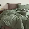 Venda Direta da Fábrica Conjunto de Quatro Peças 100% Algodão Muji Fio de Algodão Tingido Algodão Lavado Roupa de Cama Dormitório Simples Cor Sólida Boa Qualidade Lençol com Elástico