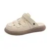 Sandalias de Dos Maneras con Aberturas y Punta Cerrada para Mujer, Nuevo Estilo 2026, Romanas Artísticas Perforadas de Suela Gruesa Estilo Bosque, Medias Zapatillas para Uso Exterior en Verano