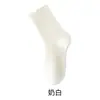 Calcetines de mujer con borde de volantes, calcetines cortos de algodón de color liso finos para primavera y verano, resistentes al olor, absorbentes de sudor, calcetines sin costuras hasta la mitad de la pantorrilla, venta al por mayor desde Zhuji