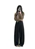 Pantalones de Pierna Ancha Cortados a Tijera con Mezcla de Lana y Acetato, Estilo Retro Holgado, Otoño Invierno, Estilo Perezoso, Casual Adelgazantes