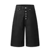 G60008 Shorts de Mezclilla Cortos de Moda Unisex Estilo Americano Color Mezclilla Cruda Cierre de Botones Diseño High Street Holgados para Hombre