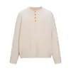 Suéter pullover para hombre para otoño e invierno, color liso, corte holgado, textura trenzada, cuello semiabierto, tejido de punto de manga larga, estilo americano moderno