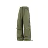 Pantalones Casuales para Hombre Transfronterizos Adecuados para Todas las Estaciones, Pantalones Cargo de Pierna Recta Sueltos con Múltiples Bolsillos, Pantalones Anchos con Cordón para Senderismo al Aire Libre