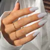 Cross-border Wearable Feminino Nail Art Atacado Simples Médio-retangular Cor Sólida Nail Art Patch Wear Armor Venda por atacado