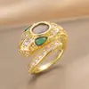 Anillo Exquisito Super Brillante de Circonita para Niñas, Lujo Accesible y Anillo de Apertura Ajustable de Gama Alta, Baño de Oro Real Simple