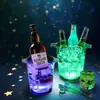 Barril de Suco com Duas Alças Champagne Plástico Barril de Cerveja Colorido Transparente Barra de Luz LED Balde de Gelo Plástico Luminoso KTV