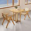 Mesa y Sillas de Comedor Comerciales de Madera Maciza y Ratán Estilo Wabi-Sabi para Restaurantes Occidentales, Cafeterías y Pastelerías de Moda, Mesa Cuadrada Informal