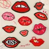 Patch de Bordado Vermelho para Lábios de Fabricante Popular Transfronteiriço Subsidio para Reparo de Furos DIY Patch de Tecido Decorativo Tendência de Moda