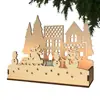 Set de Portavelas Escena Navideña Transfronteriza, Caja de Portavelas con Luces Navideñas, Soporte de Madera para Velas con Luz, Adornos de Escritorio, Decoración para Ventana del Hogar