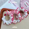 Scrunchie de Tecido Vermelho Doce Versátil Iluminador Feminino Xadrez Rabo de Cavalo Prendedor de Cabelo Acessório de Cabelo