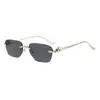 Nuevas Gafas de Sol Poligonales Retro Tendencia Genial Diseño de Cabeza de Leopardo Patilla Sin Marco Versátiles Gafas de Sol con Protección Solar